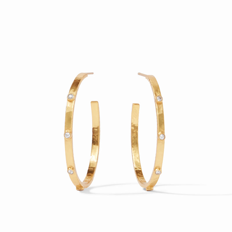 Crescent Stone Hoop Cubic Zirconia Large