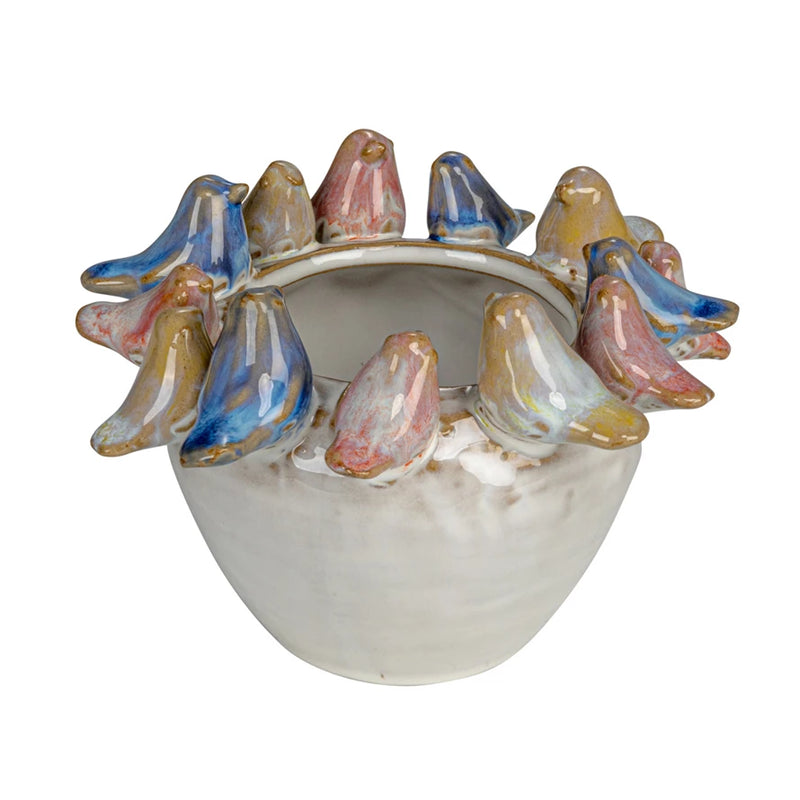 Birds on Rim Planter