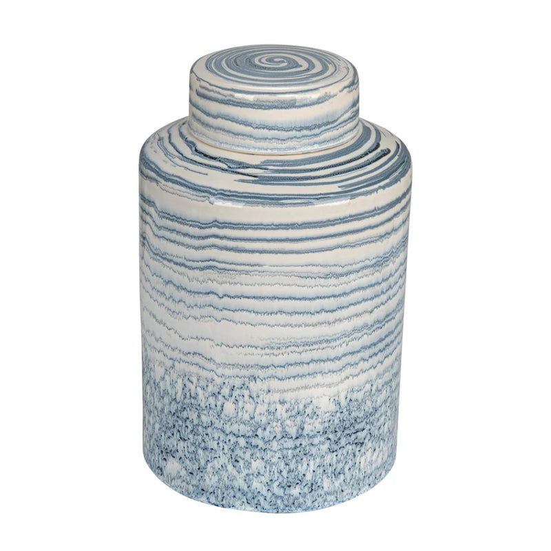 Blue & White Striped Jar