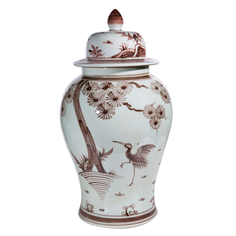 Moka Temple Jar Pine Crane Motif