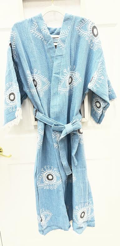 Evil Eye Hand Printed Kimono Natural