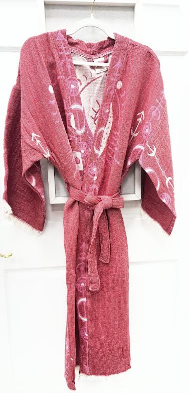 Evil Eye Hand Printed Kimono Natural