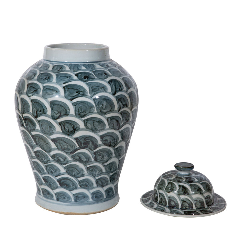 Rusty Blue Fish Scale Temple Jar