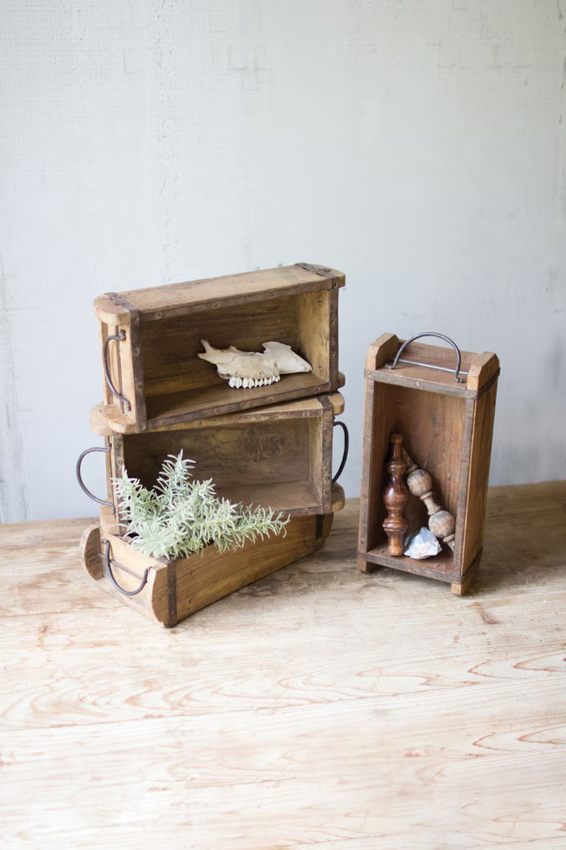 Wooden Box with Iron Handles