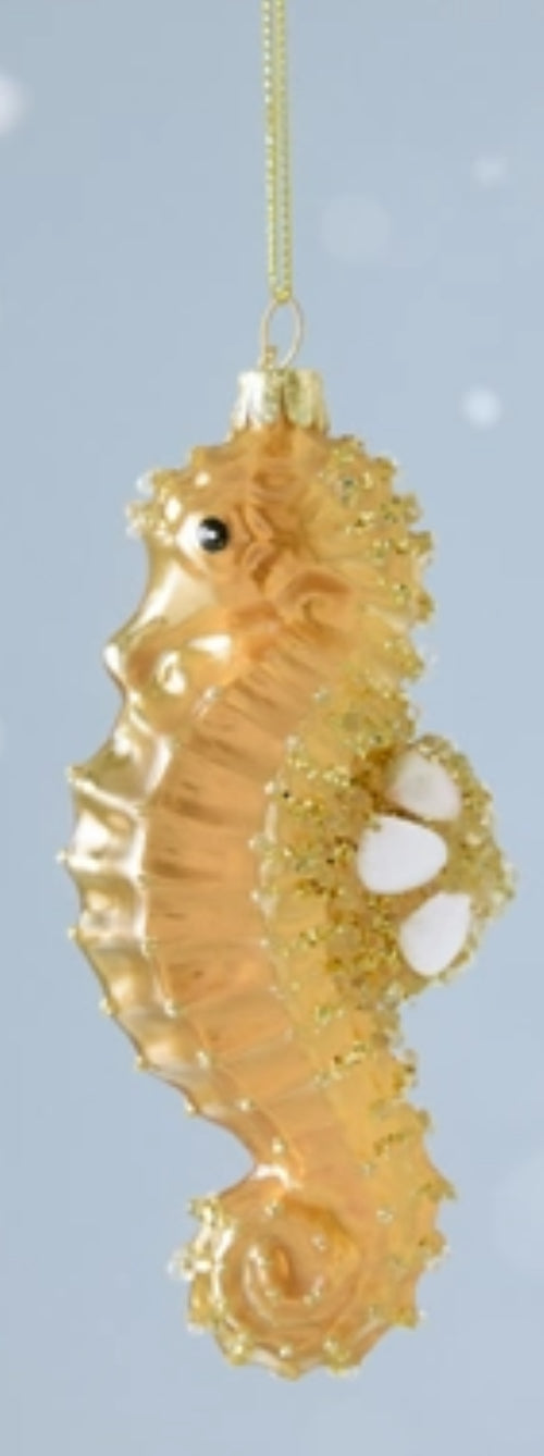 Ornament Glass Gold Seahorse