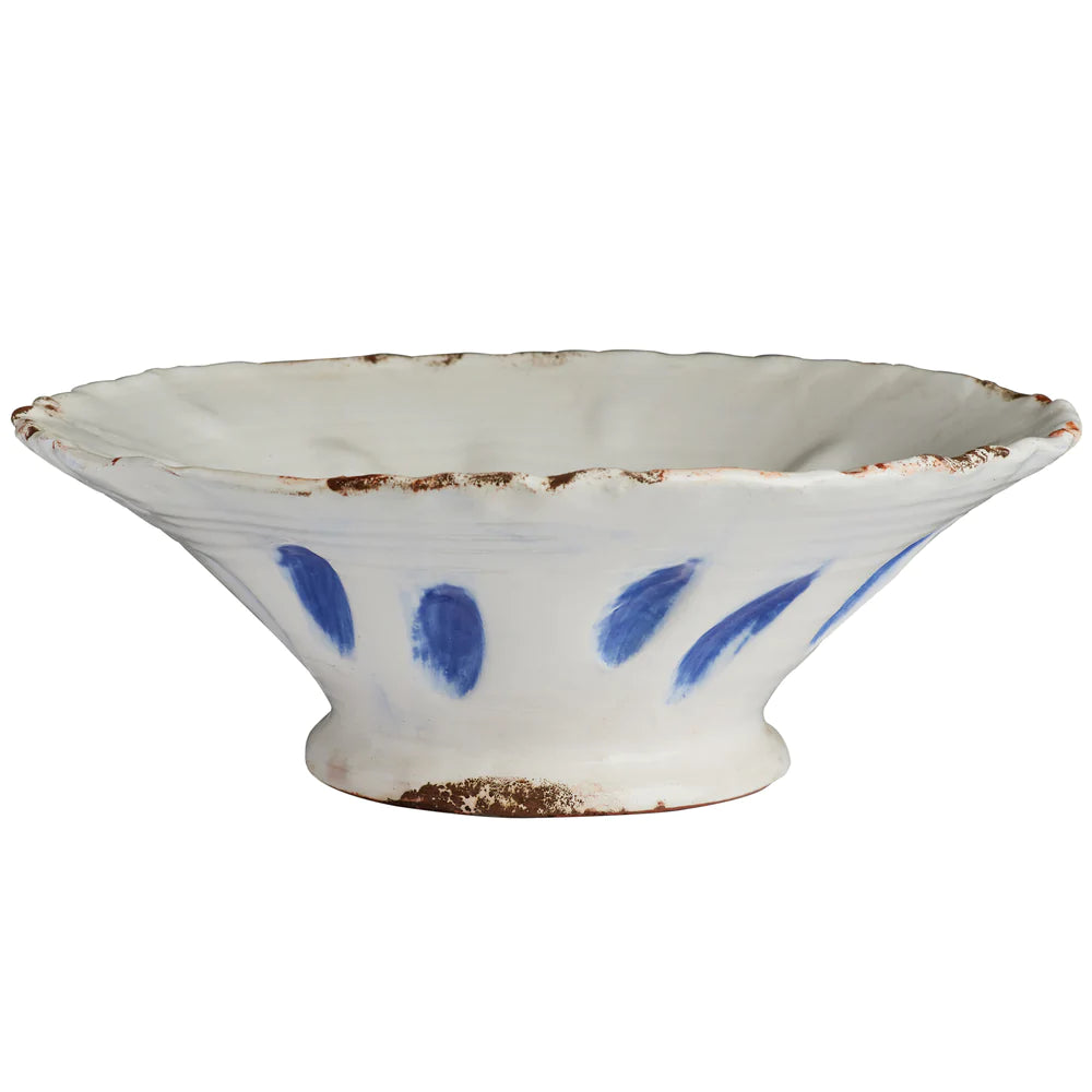 Aegean white bowl w/ blue dots
