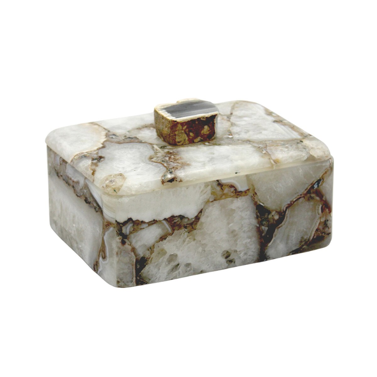 Agate Box With Natrual Stone Knob