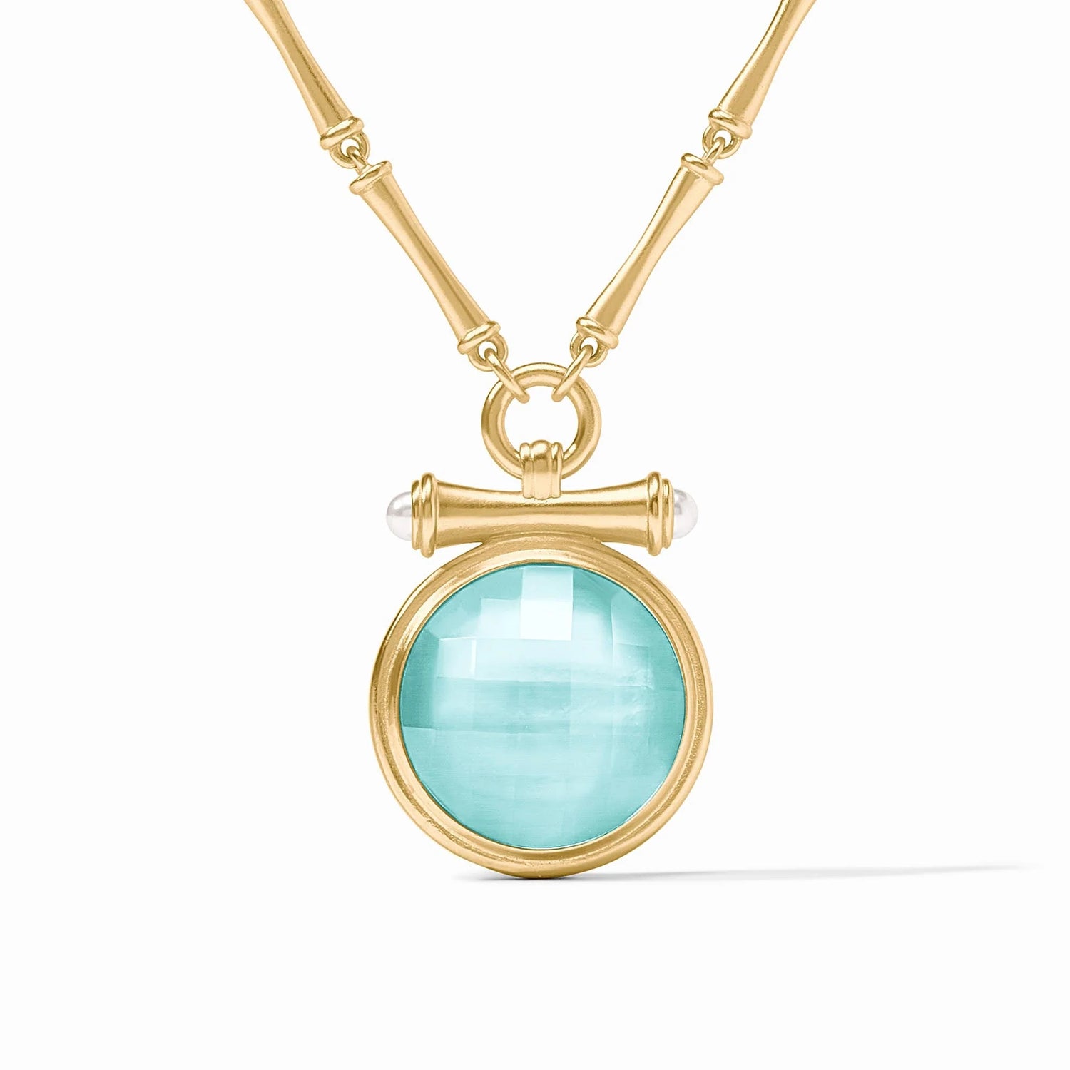 Bamboo Statement Necklace- Bahamian Blue