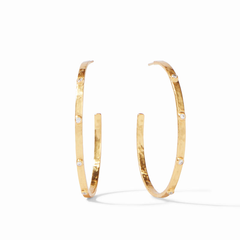 Crescent Stone Hoop - Cubic Zirconia