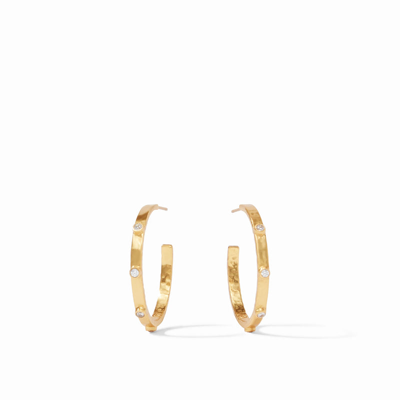 Crescent Stone Hoop - Cubic Zirconia