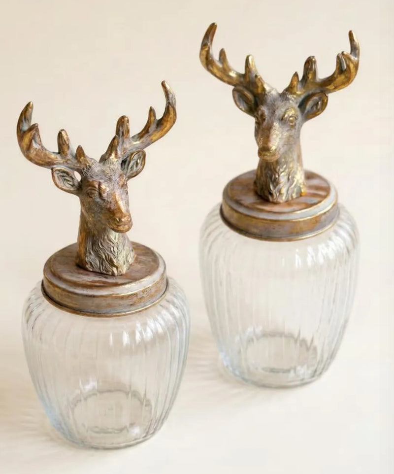 Glass Canisters with Reindeer Tops