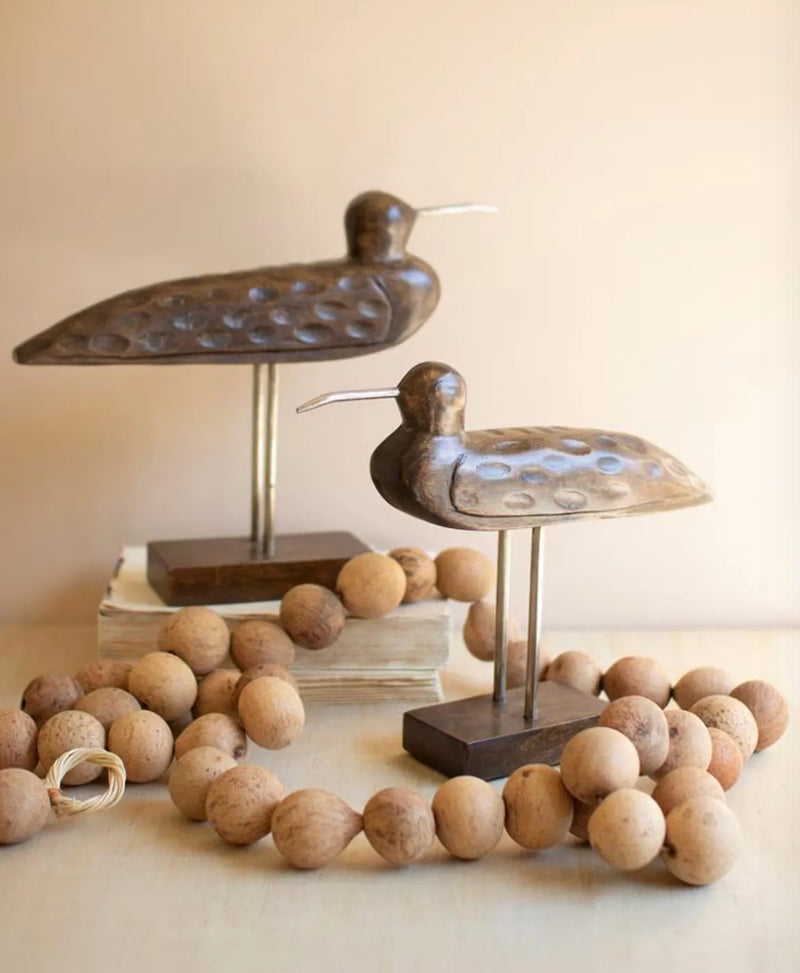 Carved Wooden Shorebirds on Stands