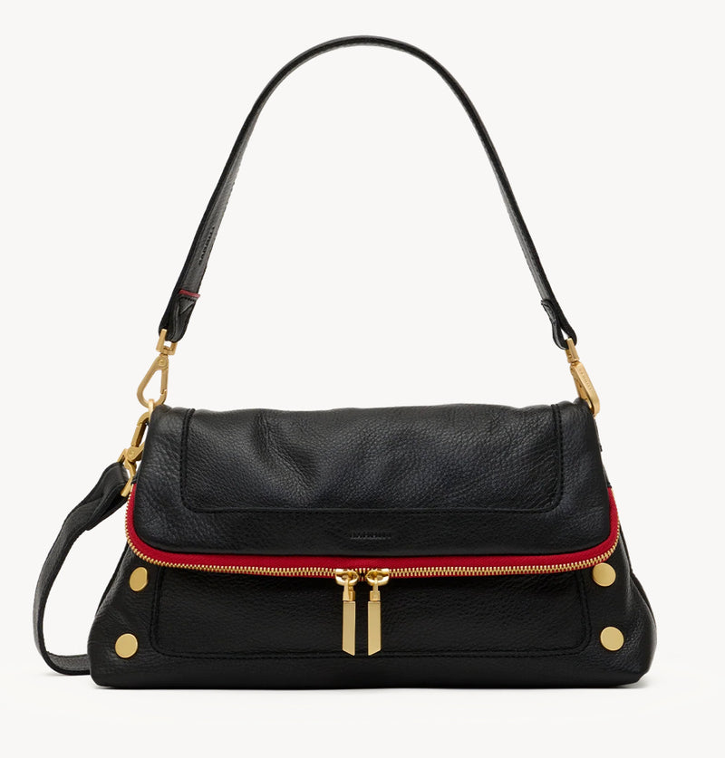 Beverly Med Black/Brushed Gold Red Zip