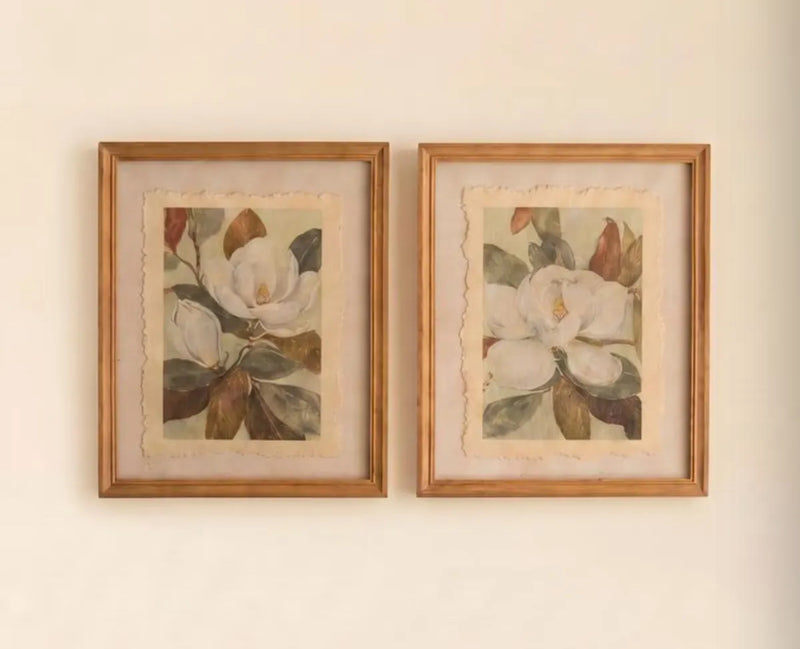 Framed Magnolia Prints Under Glass