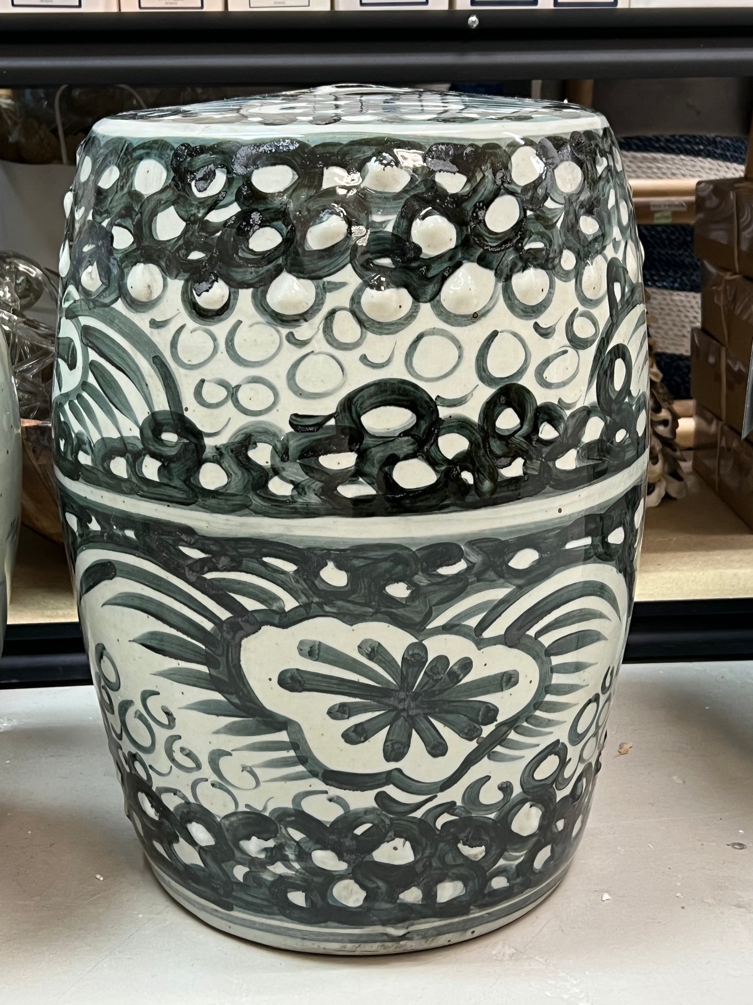 Indigo Sea Flower Garden Stool