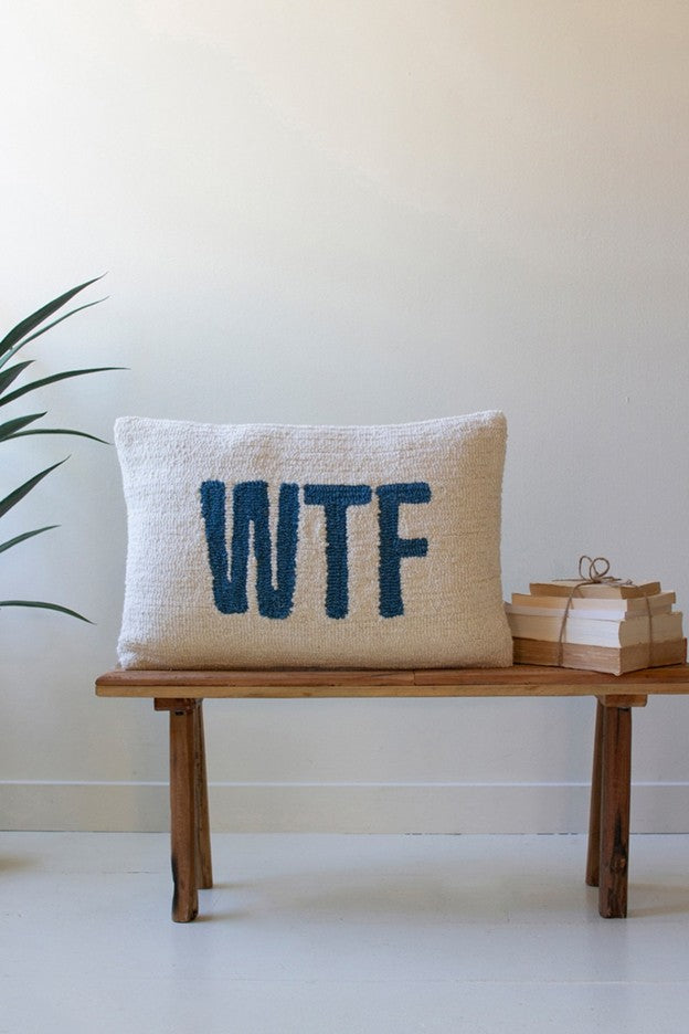 Wtf Hand-Hooked Pillow