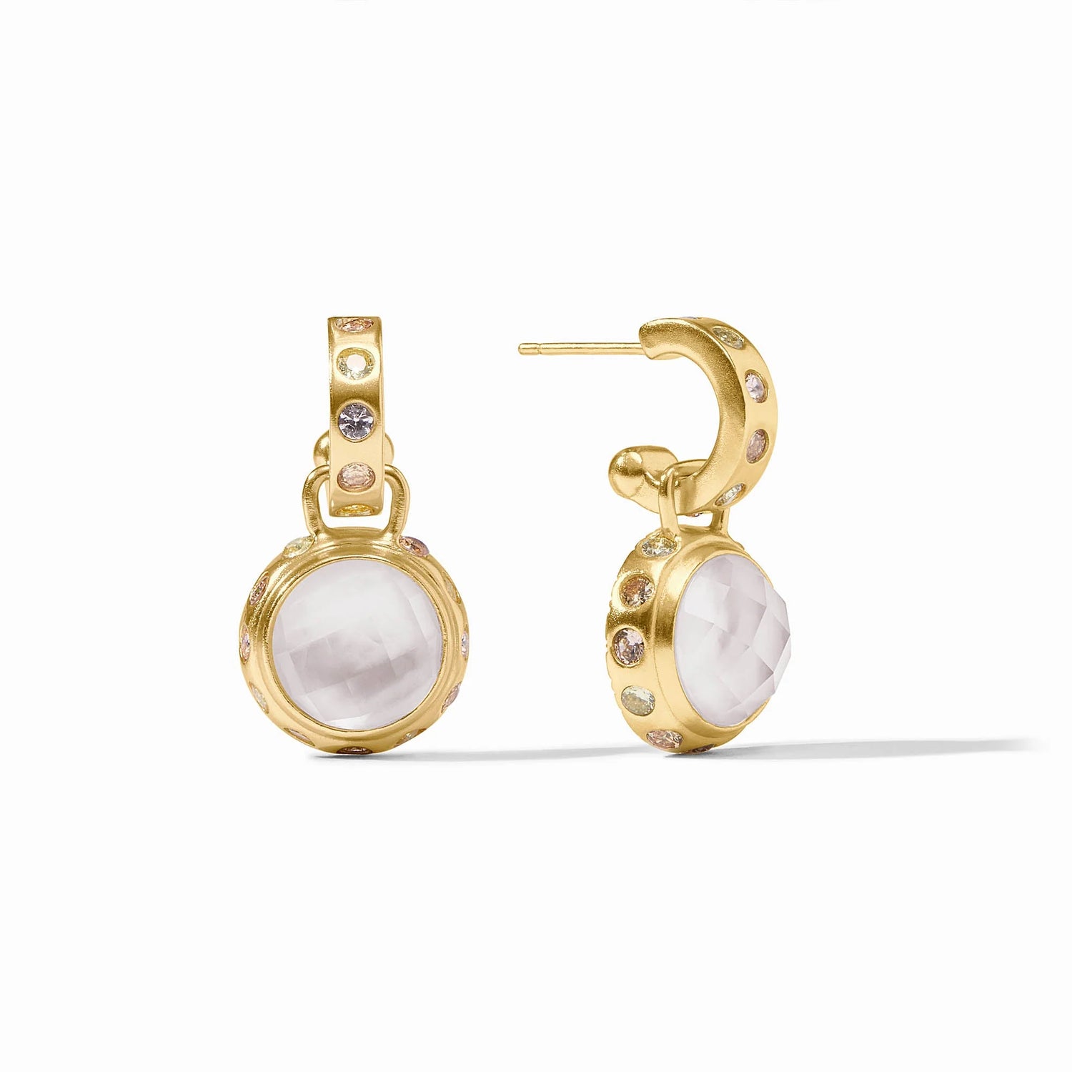 Rainbow Hoop & Charm Earring-Iridescent Clear Crystal
