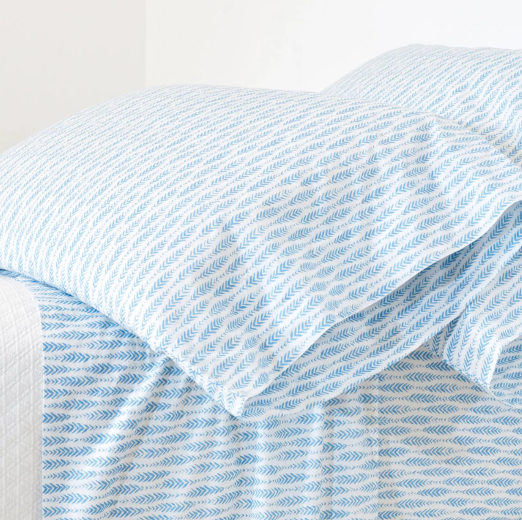 Feather Ogee Sheet Set French Blue