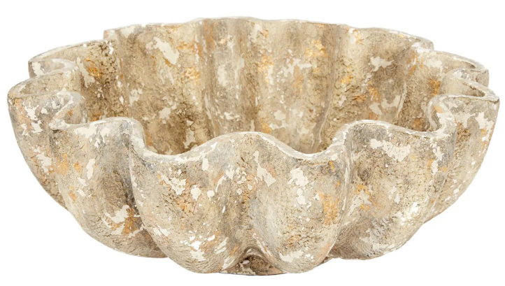Andrea Distressed Gray & Gold Decorative Bowl