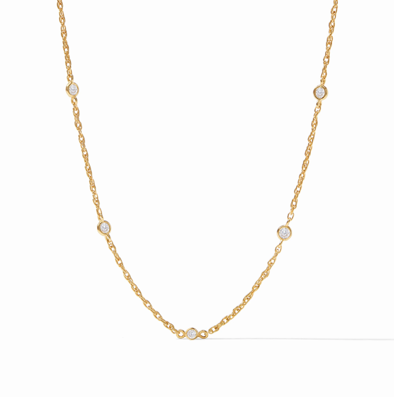 Celeste Delicate Station Necklace-Cubic Zirconia-OS