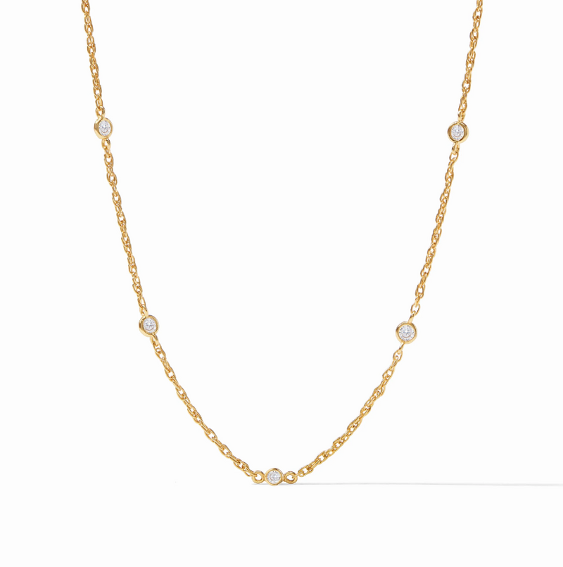 Celeste Delicate Station Necklace-Cubic Zirconia-OS