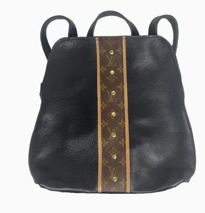 Riley Backpack - Upcycled Monogram - Black