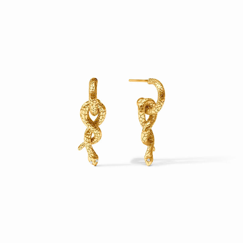 Snake Hoop & Charm Earring - Champagne