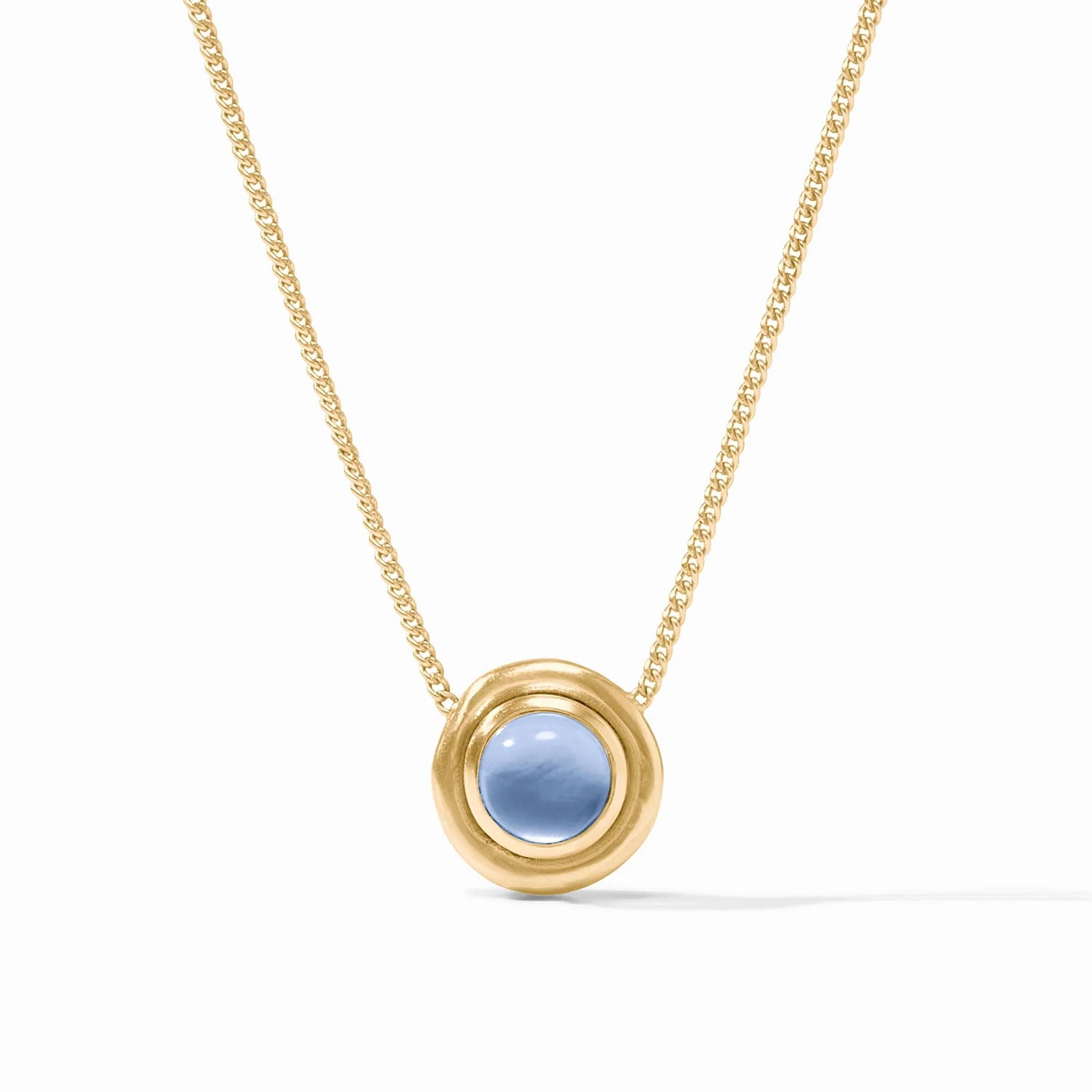 Wave Stone Delicate Necklace Iridescent Chalcedony Blue