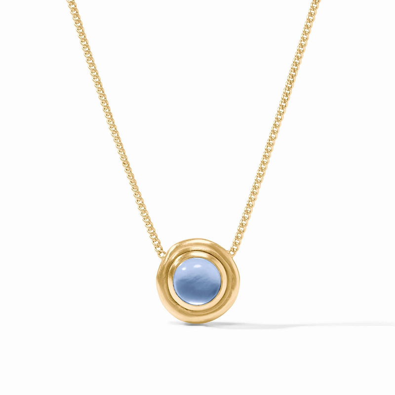 Wave Stone Delicate Necklace Iridescent Chalcedony Blue