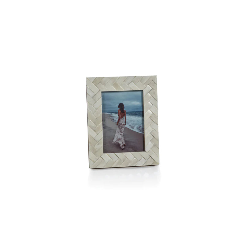White Bone Braided Photo Frame 5x7