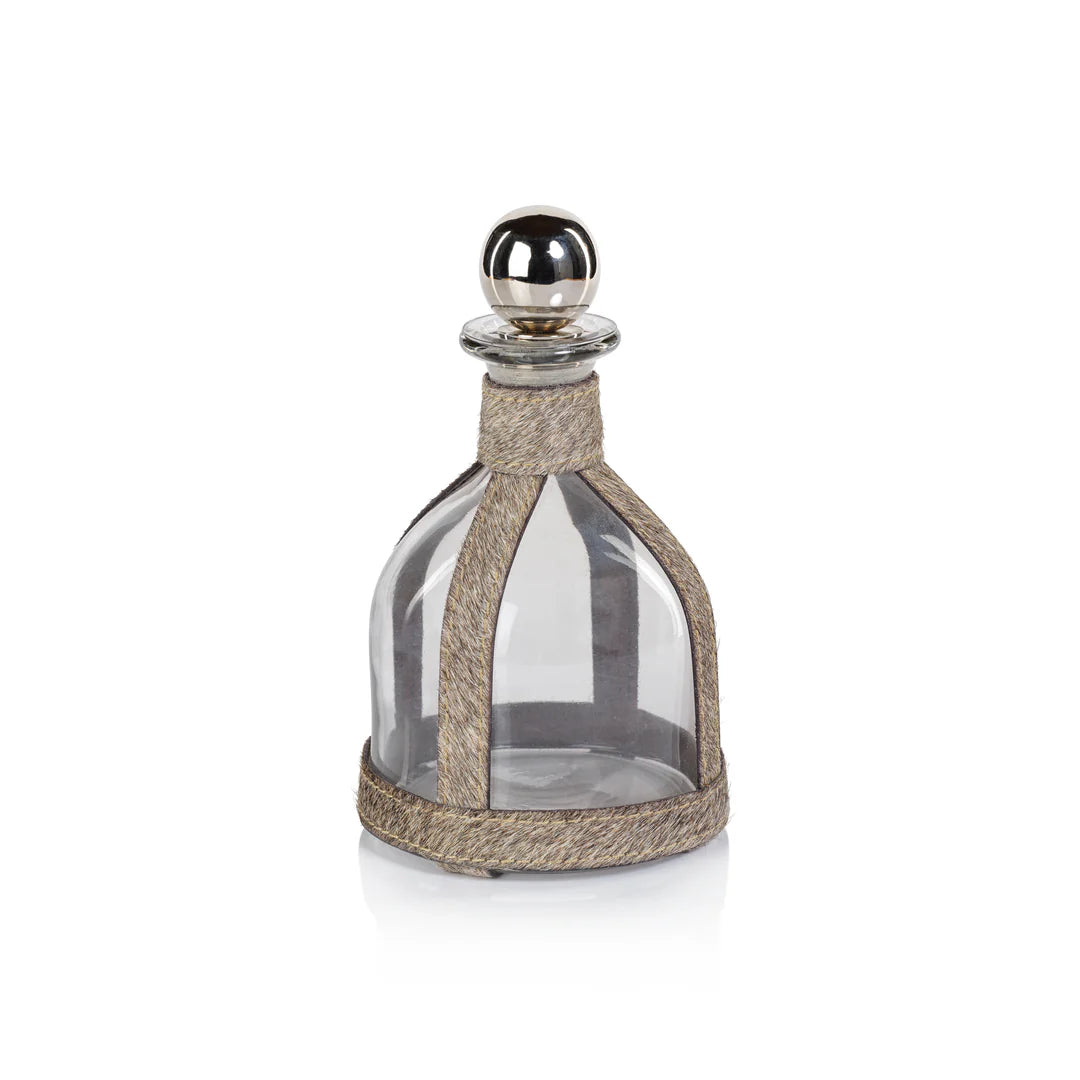 St. Moritz Hair On Hide Leather Decanter with Stopper