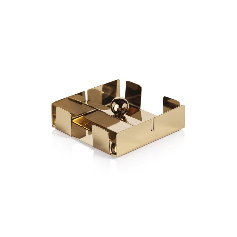 Basso Cocktail Napkin Holder - Polished Gold