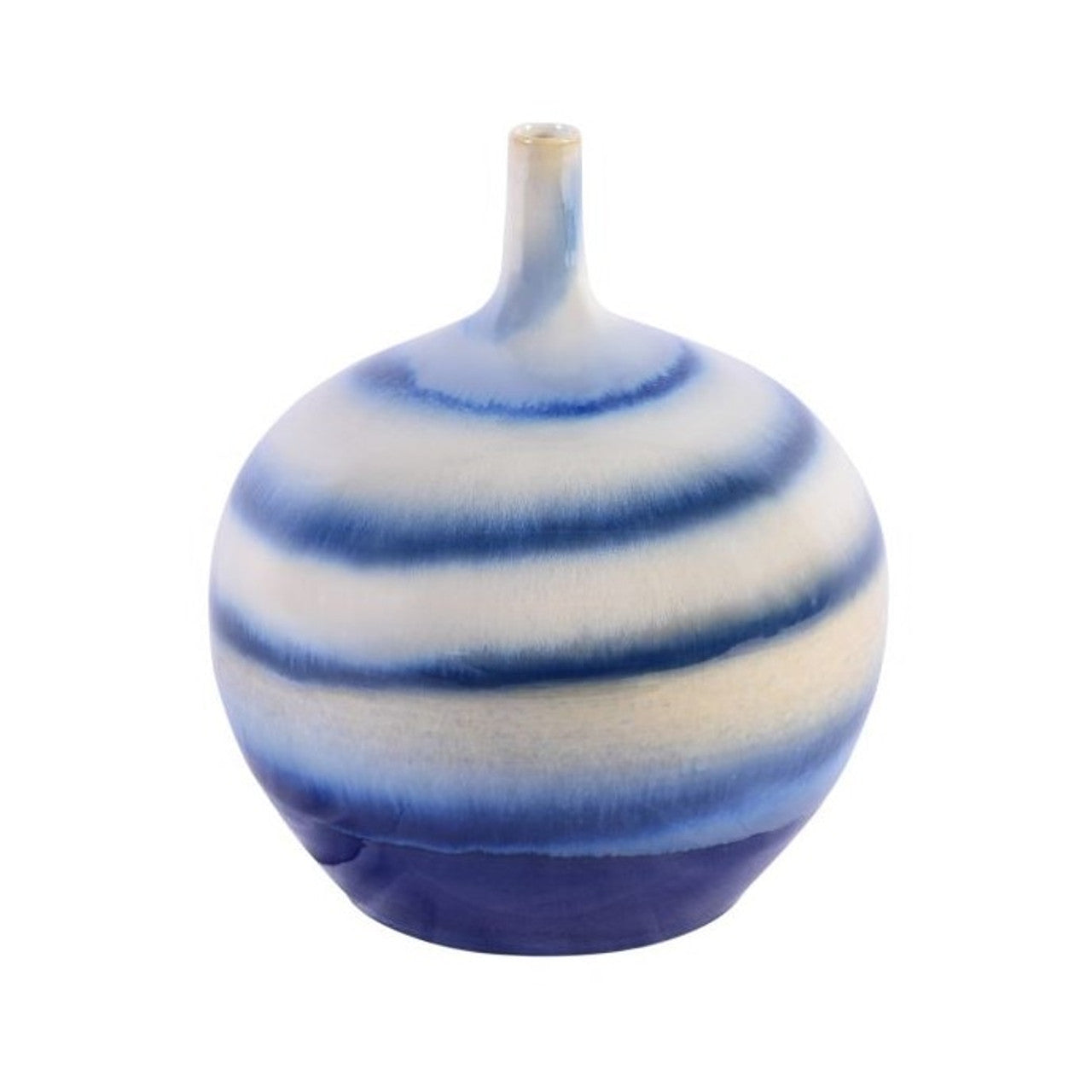 Blue & White Horizontal Striped Vase