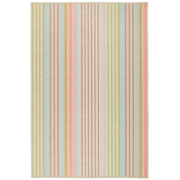 Ana Ticking Aqua Washable Rug