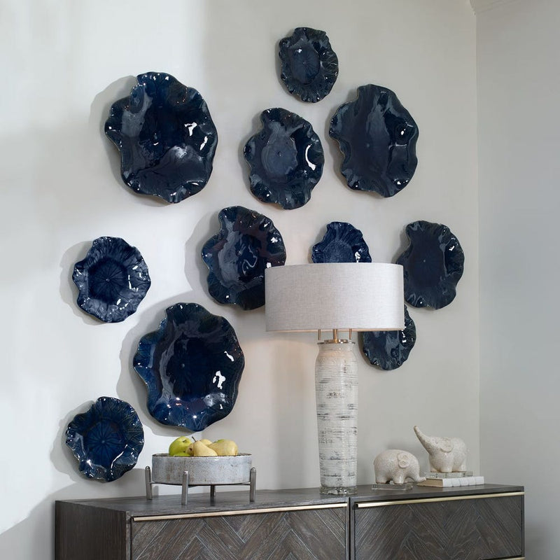 Abella Ceramic Indoor-Outdoor Wall Decor-Cobalt