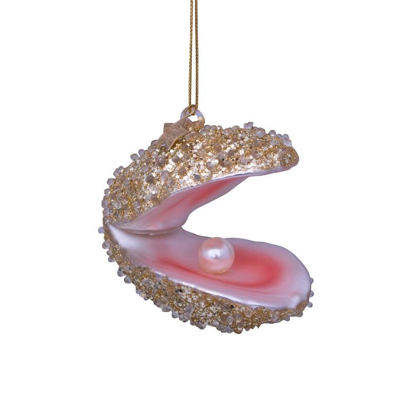 Ornament Glass Champayne Glitter Oyster