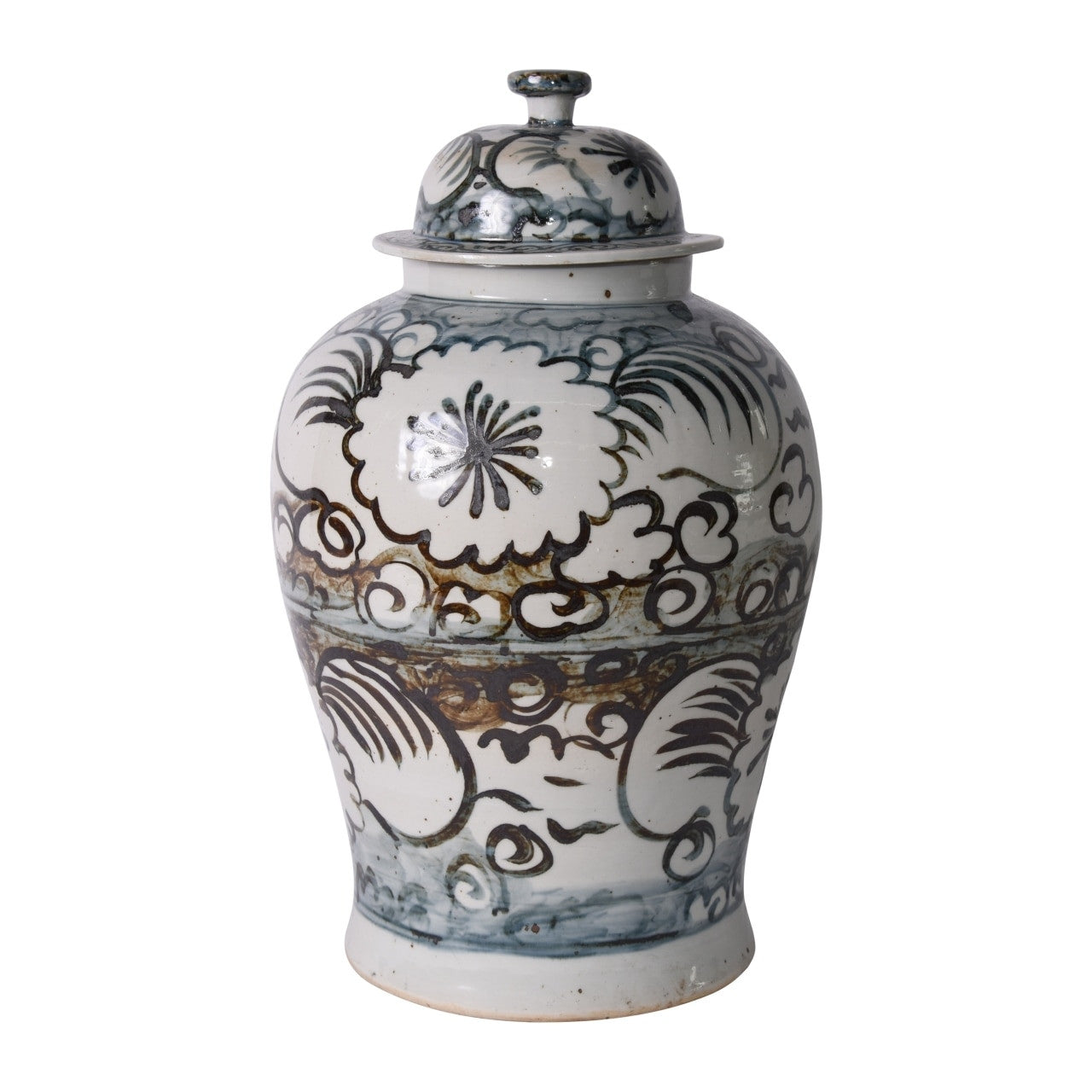 Blue And White Sea Flower Temple Jar -