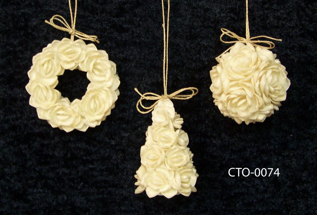 Set of 3 White Cay Cay Ornament