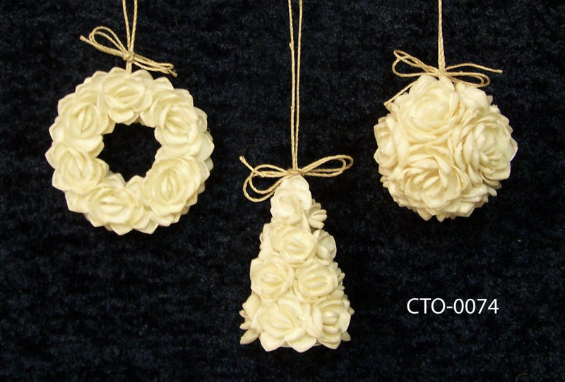 Set of 3 White Cay Cay Ornament