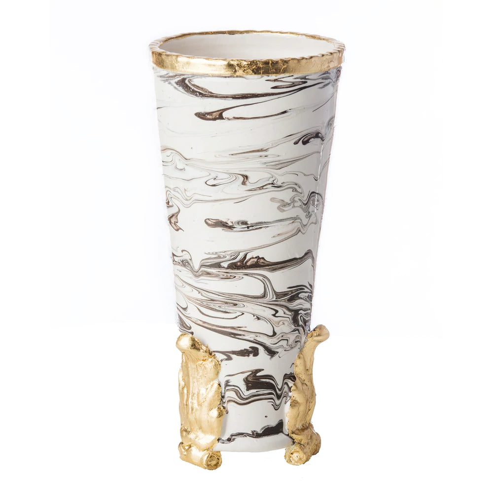 Marble Vase with Gold Acanthus Accents