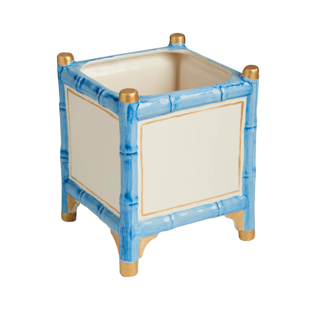 Cachepot Bamboo Blue/Gold - Small
