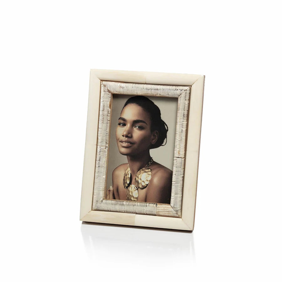 Oyster White Bone And Shagrin Horn Photo Frame