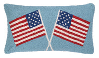 DOUBLE AMERICAN FLAGS HOOK PILLOW