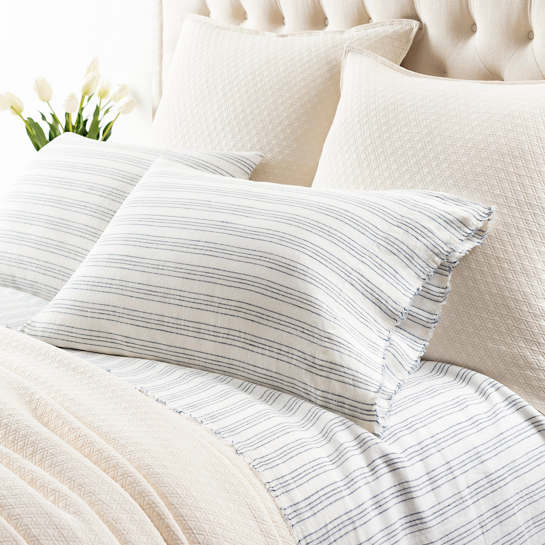 Lush Linen Slate Blue Pillowcases