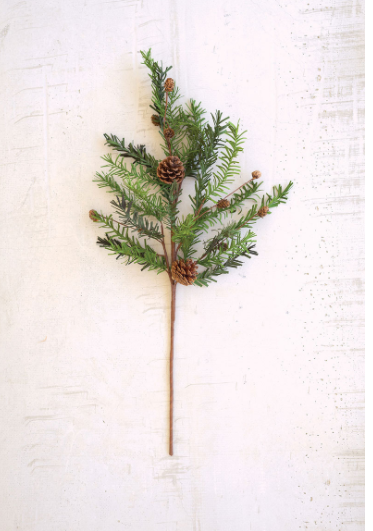 artificial christmas spray with pinecones