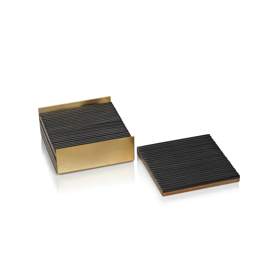 Black Ribbed Bone Coasters