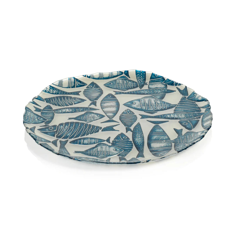 Kauai Blue and Silver Pearl Fish Platter
