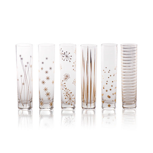 LA FETE GOLDEN DECAL CHAMPAGNE FLUTES